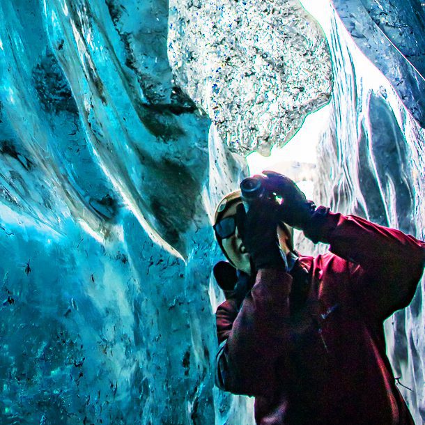 seeing a glacier ice cave near Eagle River, AK